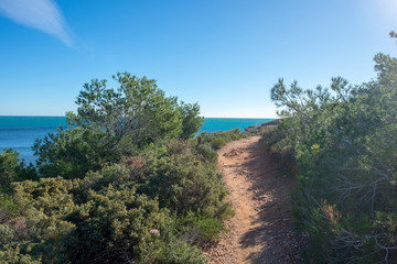 Fototapeta na wymiar Walk along the coast of ametlla de mar in tarragona