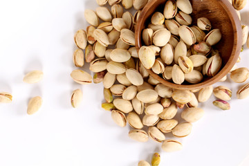 pistachios on a white background