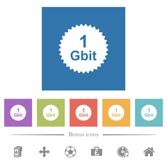 1 Gbit guarantee sticker flat white icons in square backgrounds