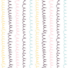 Abstract seamless pattern with freehand  shapes made in vector. Marker marks, strokes and scribbles in pastel colors on white background.