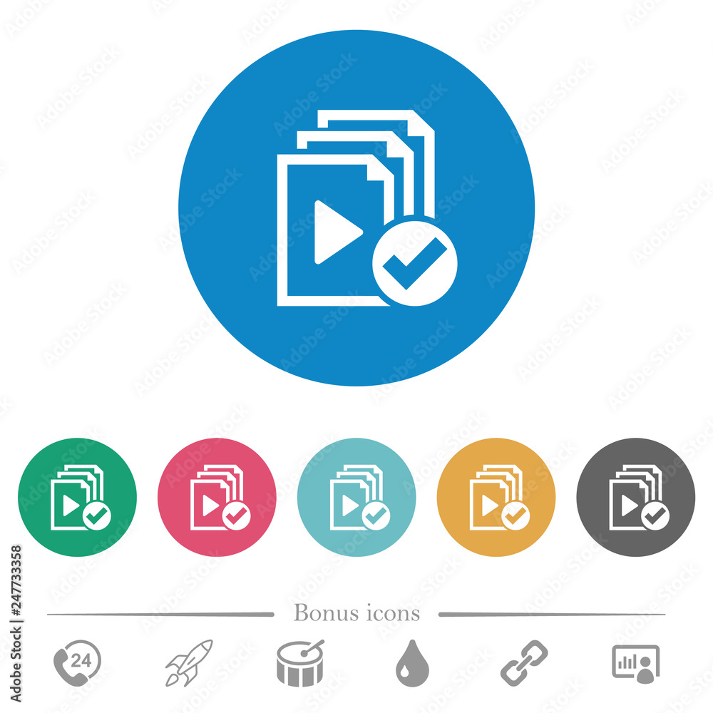 Sticker Playlist done flat round icons