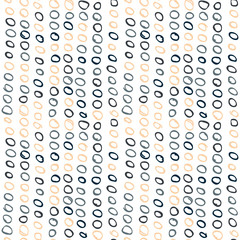 Fototapeta na wymiar Abstract seamless pattern with freehand shapes made in vector. Marker marks, strokes and scribbles in pastel colors on white background.
