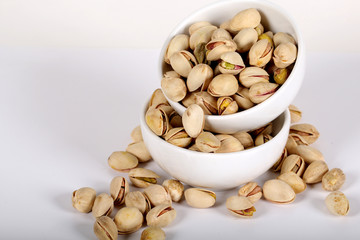 pistachios on a white background
