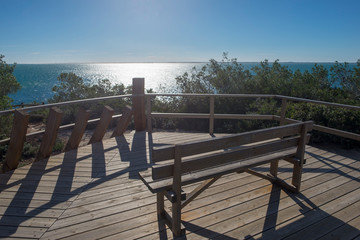 Bank in a viewpoint to the coast of ametlla de mar