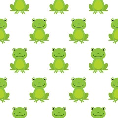 Seamless pattern with cute frogs. Vector background for kids