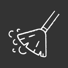 Sweeping broom chalk icon
