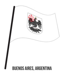 Autonomous City of Buenos Aires Flag Waving Vector Illustration on White Background. Flag of Argentina Provinces.