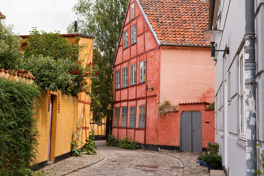 Timbered House in a Street in Helsingor Denmark