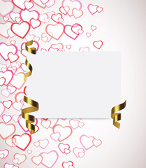 Happy Valentines Day celebration greeting card decorated with pink heart shape on grey background.