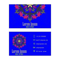 Obraz na płótnie Canvas Blue Vector vintage visiting card. Floral mandala pattern and ornaments.
