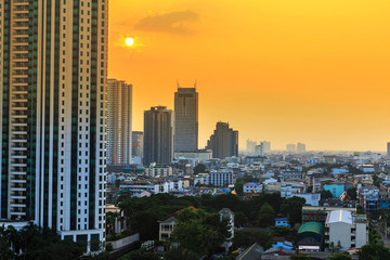 Bangkok City - Beautiful sunset view of Bhumibol Bridge,Thailand
