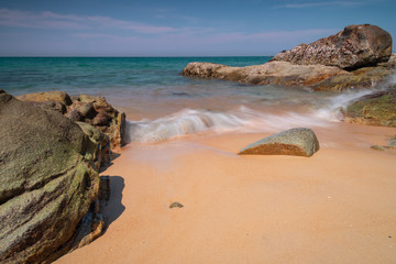 Waves breaking on the shore, in the Andaman Sea