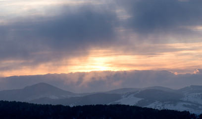 Beautiful sunset in the mountains