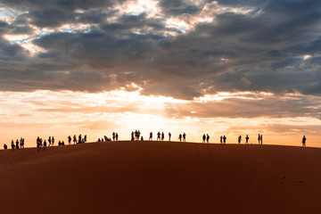 Naklejka premium The red sand dunes in Mui ne, Vietnam is popular travel destination with long coastline