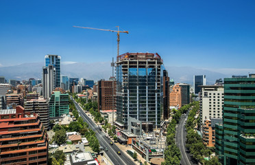 Modern buildings near construction site in Santiago de Chile