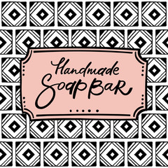 Handmade soap bar label with handdrawn lettering