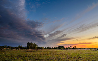 Russian landscape with beautiful clouds