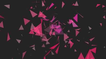 abstract triangles of pink and red colors on a dark background