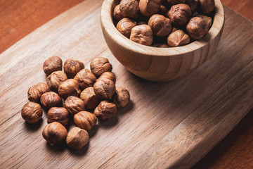 Black chocolate with hazelnuts