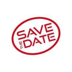 Red Save the date icon, sign, stamp or button