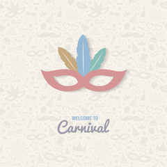 Funny Carnival decoration with colorful mask. Vector