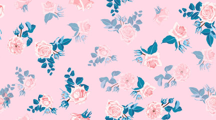 Floral Roses Pattern in Pastel Colors.