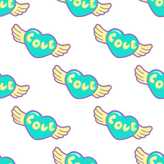 Seamless pattern with unicorns. Cute kawaii unicorn with magical elements. Vector background.