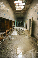 interior of an old abandoned hospital