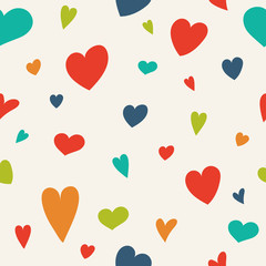 Fototapeta na wymiar Design of a texture with cute hand drawn hearts. Valentine's Day, Mother's Day and Women's Day. Vector