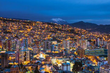 Fototapeta na wymiar Panorama of night La Paz, Bolivia