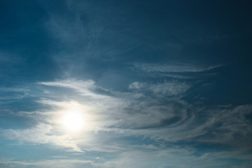 Naklejka na ściany i meble sun on blue sky and white cloud