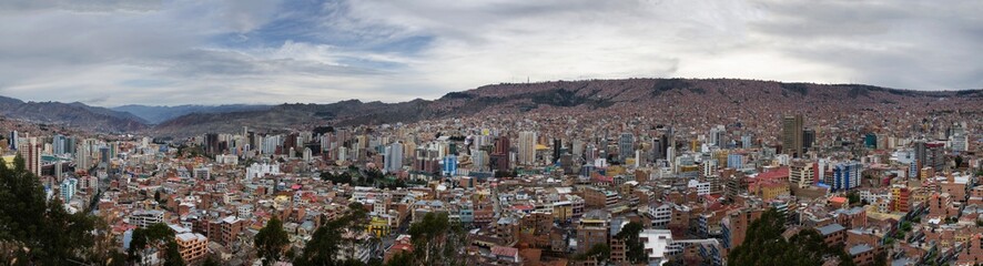 Panorama of City of La Paz Bolivia from Killi Killi Viewpoint