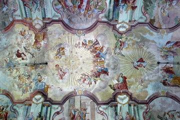 Fresco painting on the ceiling of the church