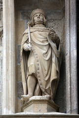 Statue of saint at St Stephans Cathedral in Vienna, Austria