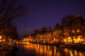 Fototapeta premium night view in amsterdam