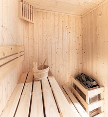 Japanese luxury clean sauna room interior