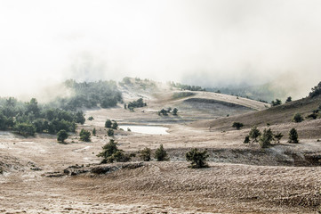 Winter mountain landscape. Mountains of Crimea