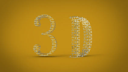 3D font in yellow background