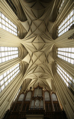Interior of Maria am Gestade church in Vienna. Famous gothic church was consecrated in 1414 and is...