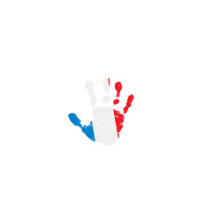 France flag and hand on white background. Vector illustration
