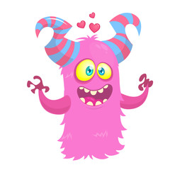 Cartoon funny monster in love. St Valentines Day
