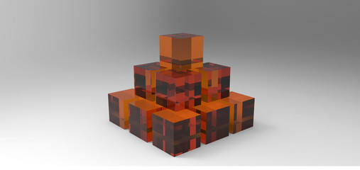 cube stacked rendering in gray background