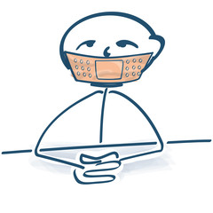 Strichm&auml;nnchen mit Pflaster vor dem Mund