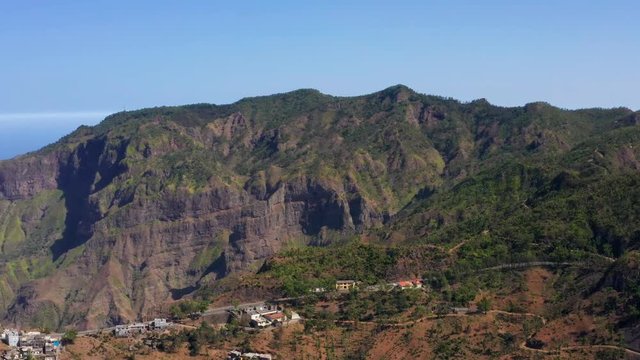 4K  UHD aerial view of Serra Malagueta natural parc in Santiago island in Cape Verde - Cabo Verde