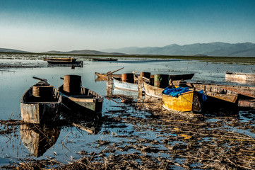 Sun set on the  karamik Lake, Afyon - Turkey. June 2013