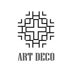 Geometric ornamental retro vintage deco art logo for design and decoration. Vintage retro ornamental art deco design. Retro art for beautiful design.