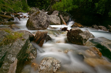 Waterfall in the mountains. Autumn. Russia North Caucasus.