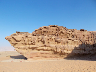 Sandstone ship in Wadi Rum desert, Jordan