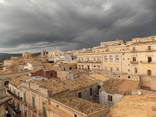 Thunderstorm in Noto, perfect city in Sicilian baroque style
