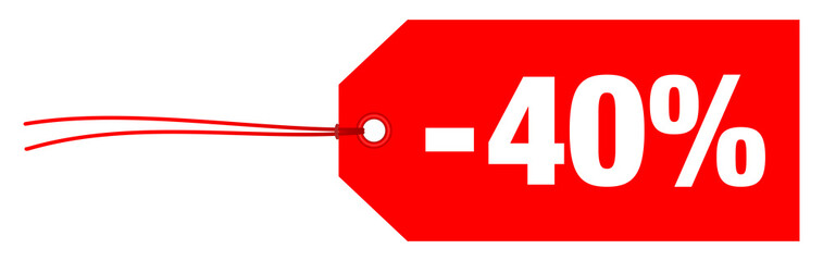 Hangtag -40% Quer Rot